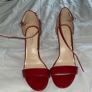 Candy apple red block heels